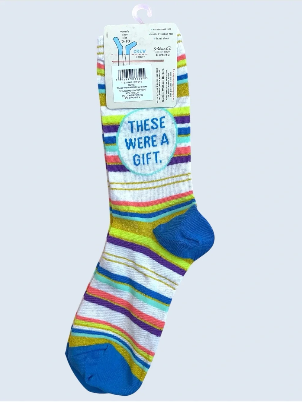 NEW NWT 2022 Blue Q “These Were A Gift” Women’s Crew Socks 5-10 Soft Cotton